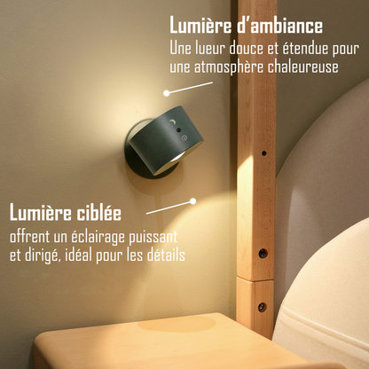 AURA+™ — Applique murale DEL sans fil, sans trou, orientable 360°