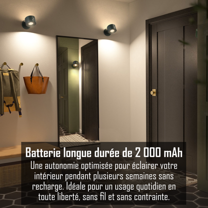 AURA+™ — Applique murale DEL sans fil, sans trou, orientable 360°