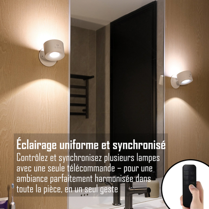 AURA+™ — Applique murale DEL sans fil, sans trou, orientable 360°